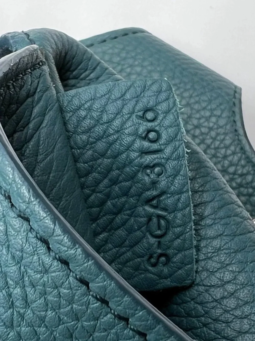 Celine Teal Blue Pebbled Leather Medium Trifold Tote